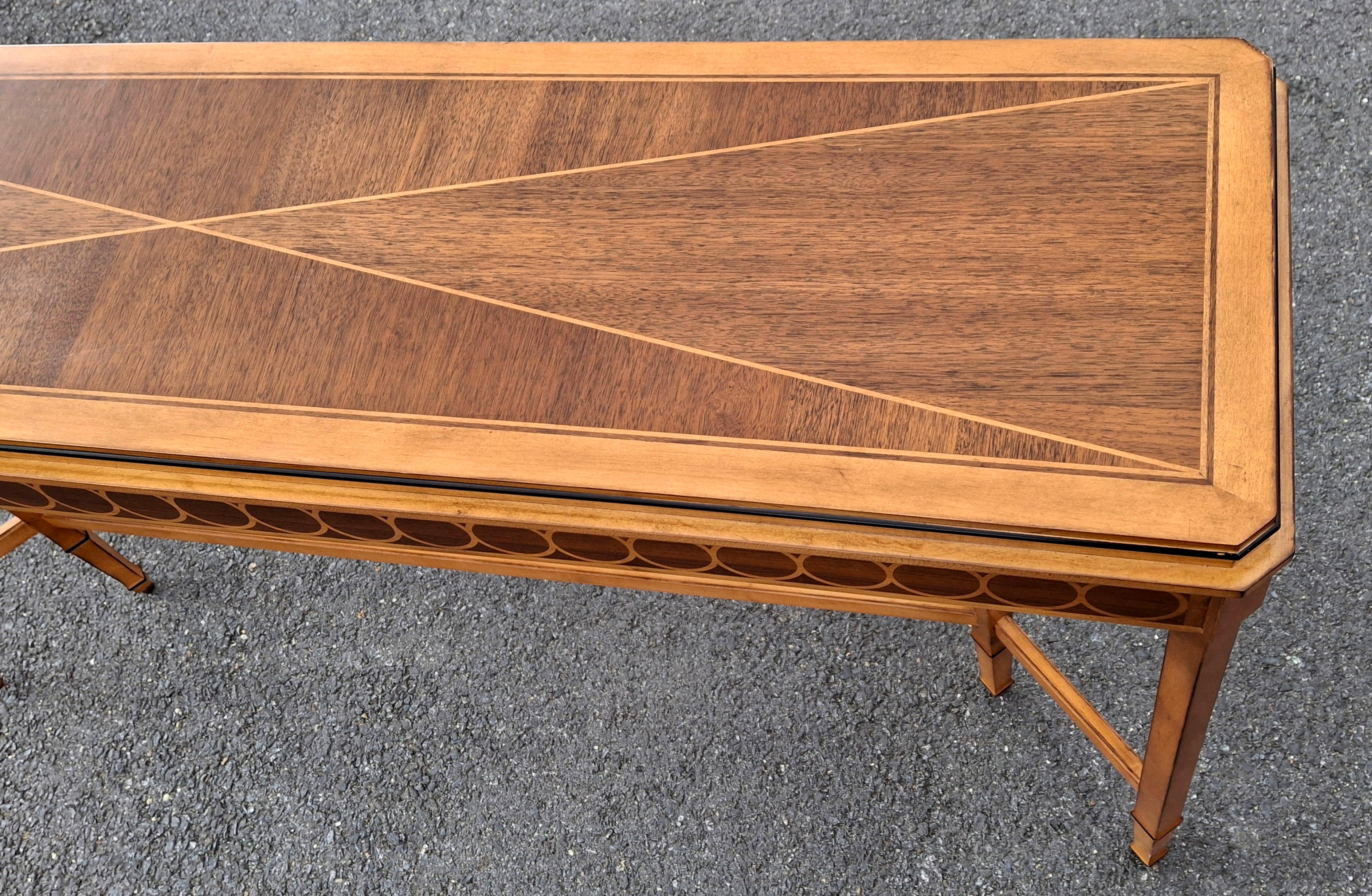 Century Compositions Collection Neoclassical Inlaid Mixed Wood Sofa Conso Table For Sale 3