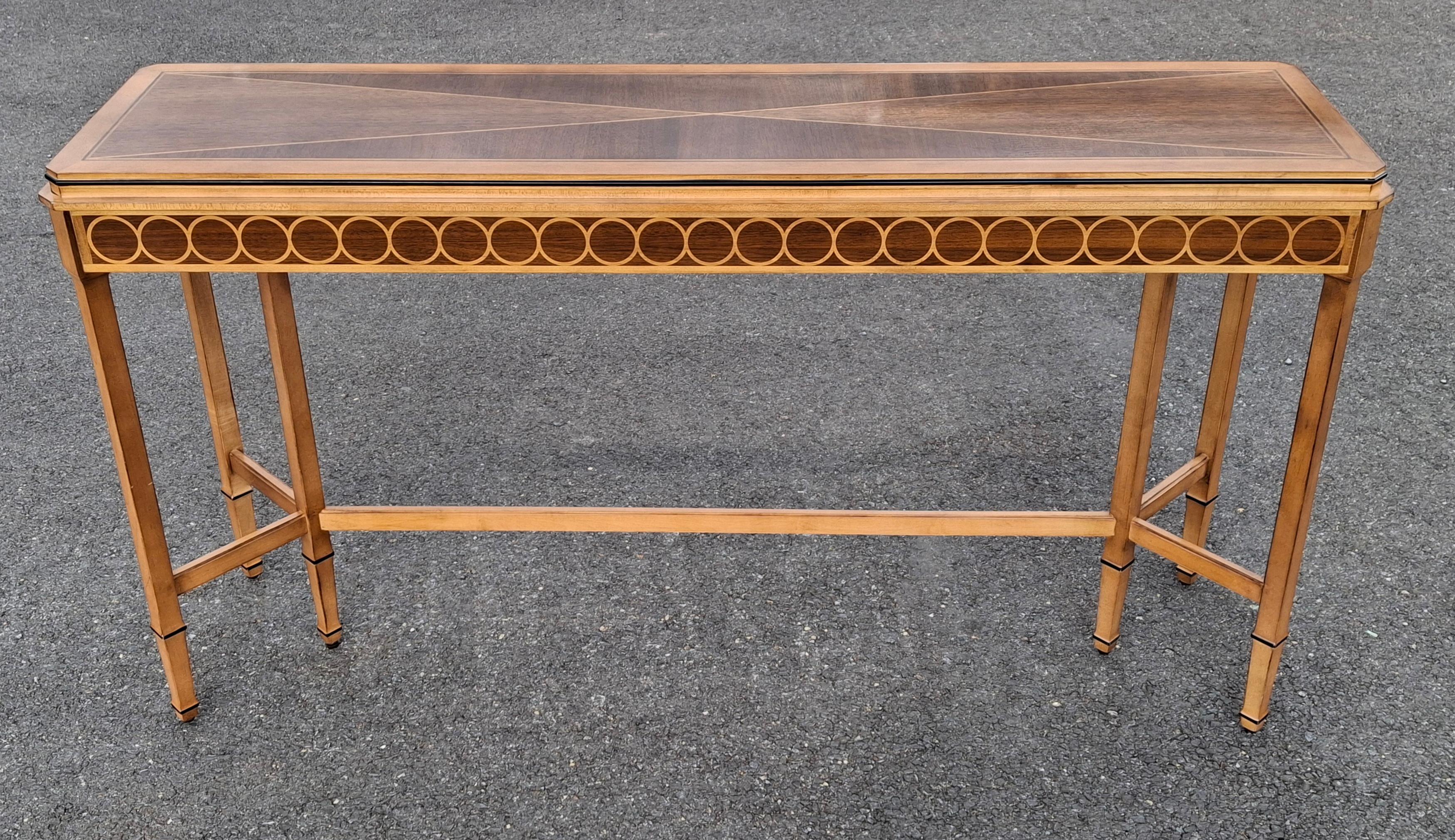 Century Compositions Collection Neoclassical Inlaid Mixed Wood Sofa Conso Table For Sale 4