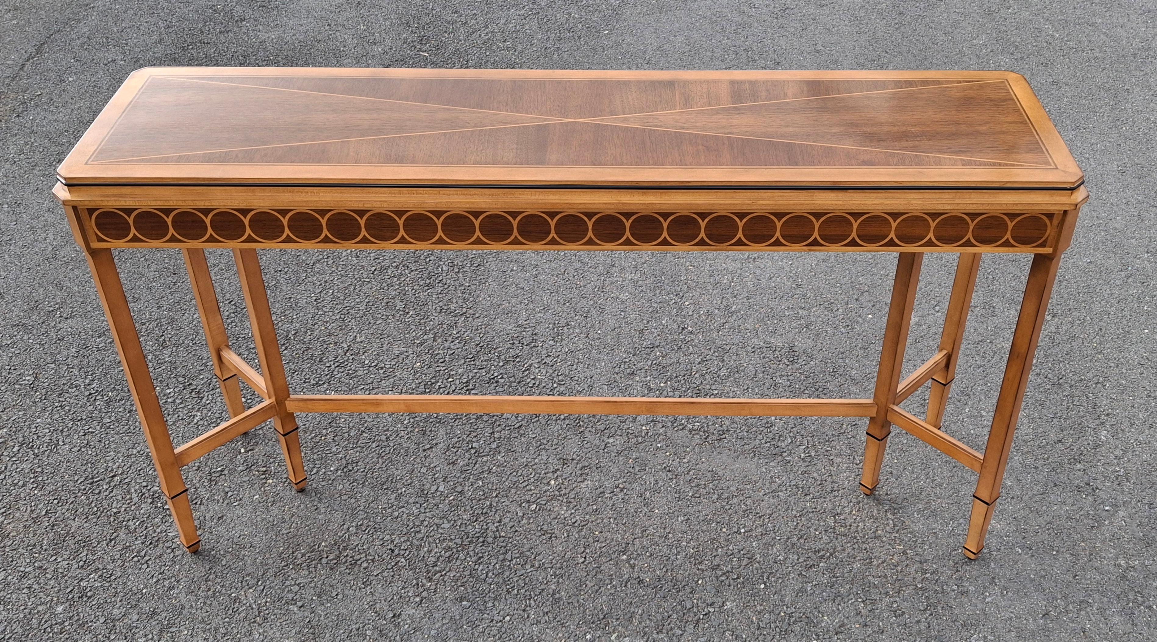 Century Compositions Collection Neoclassical Inlaid Mixed Wood Sofa Conso Table For Sale 5