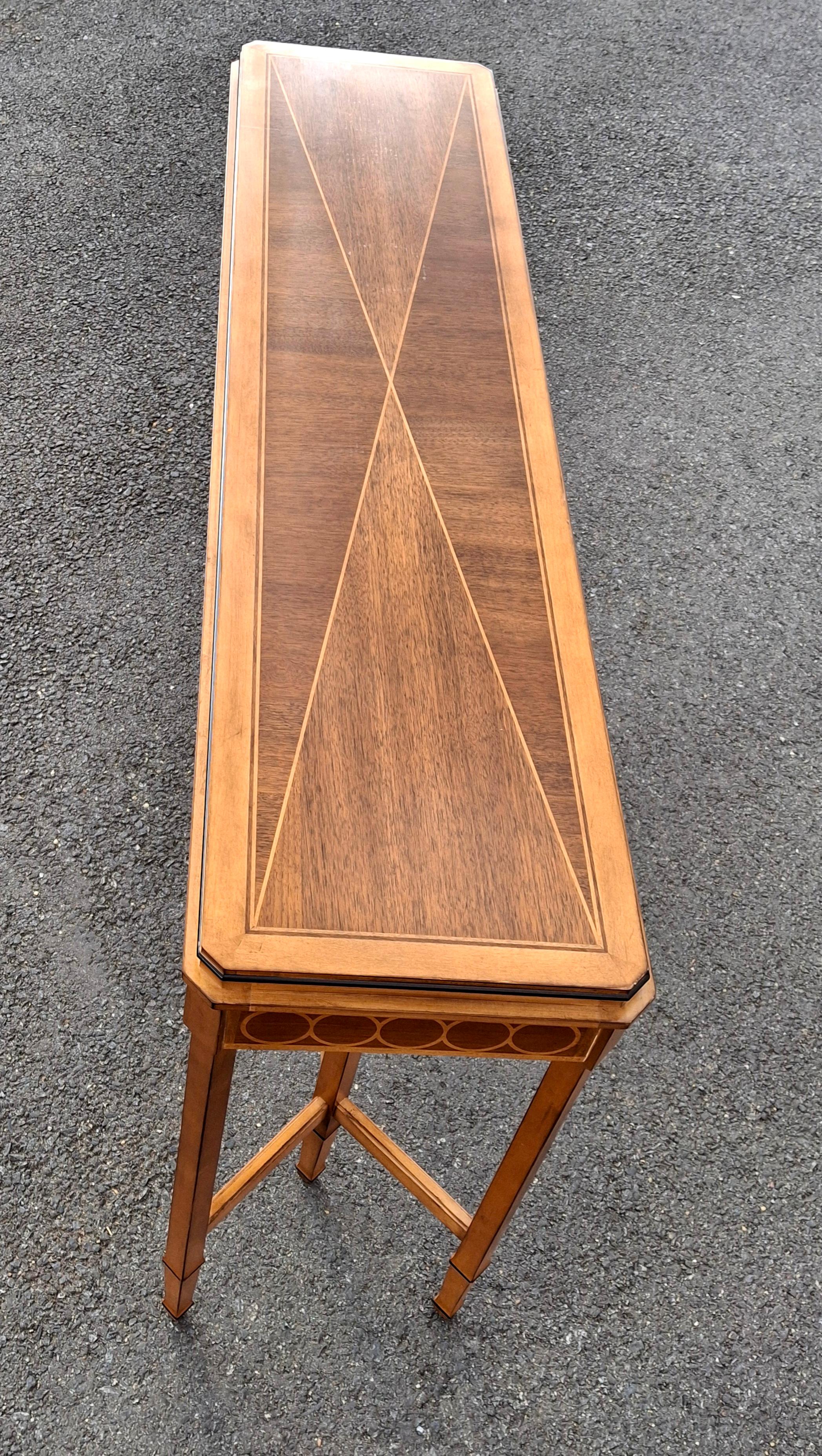 Century Compositions Collection Neoclassical Inlaid Mixed Wood Sofa Conso Table For Sale 6