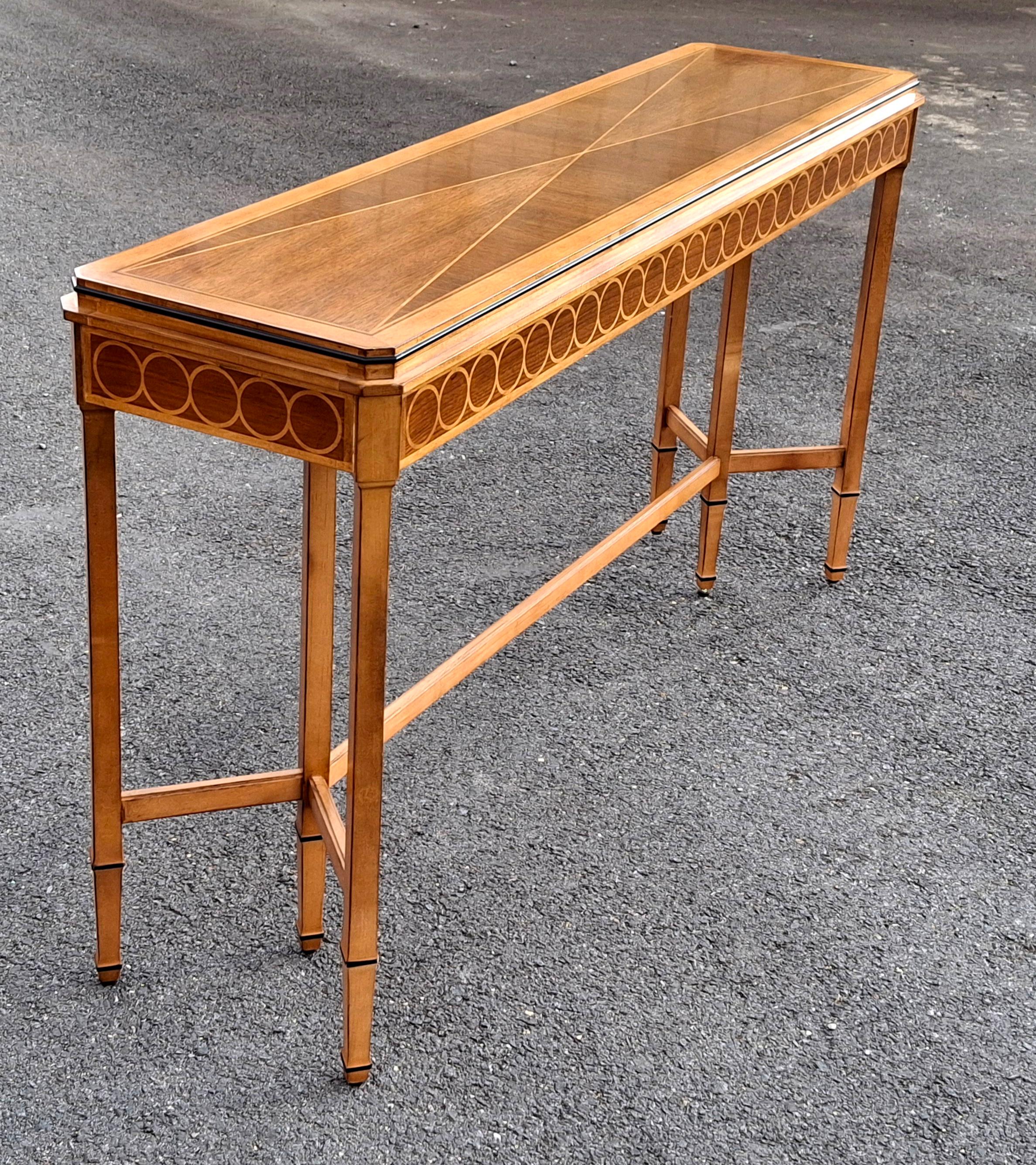 Century Compositions Collection Neoclassical Inlaid Mixed Wood Sofa Conso Table For Sale 7