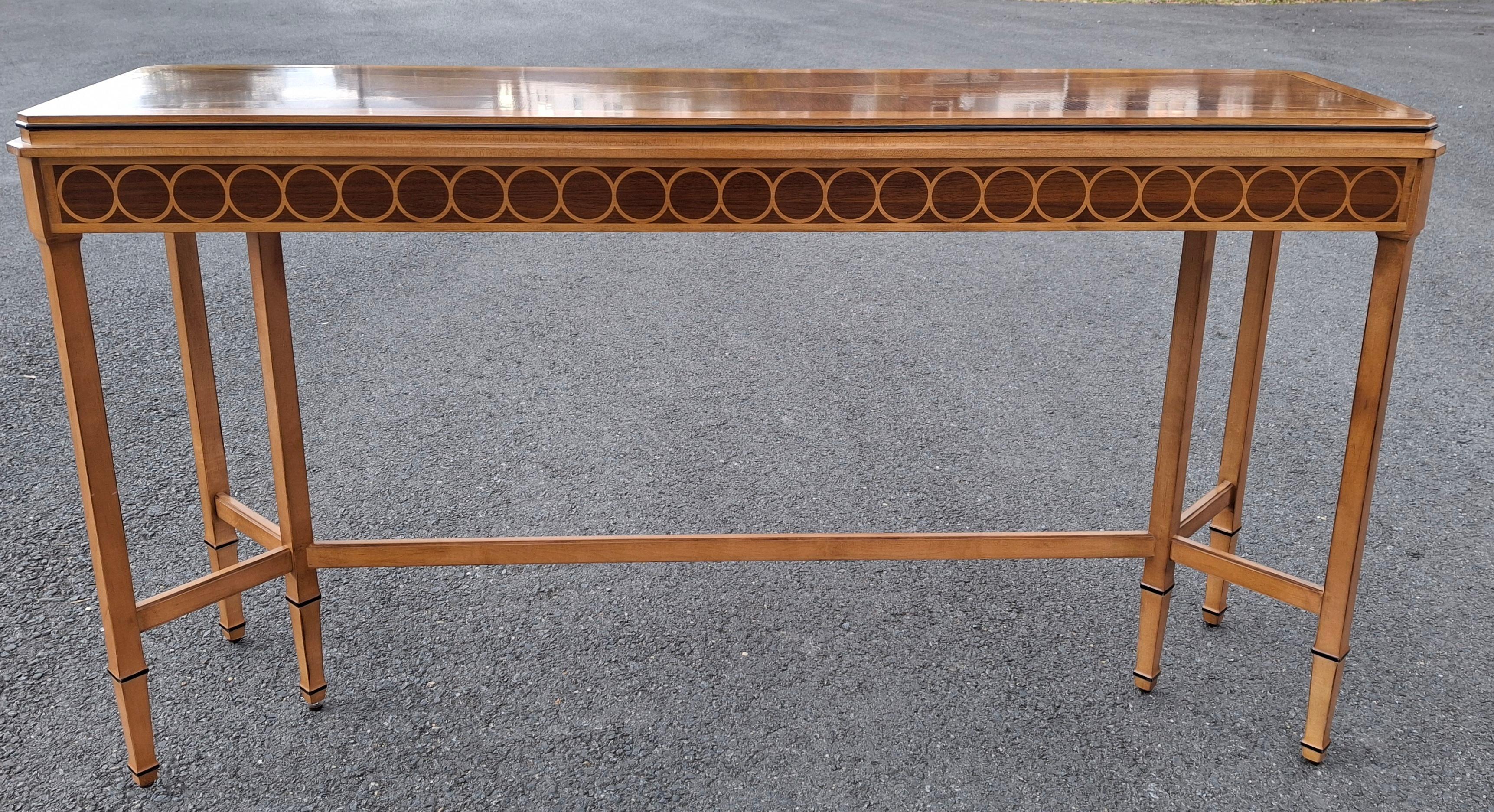Century Compositions Collection Neoclassical Inlaid Mixed Wood Sofa Conso Table For Sale 8