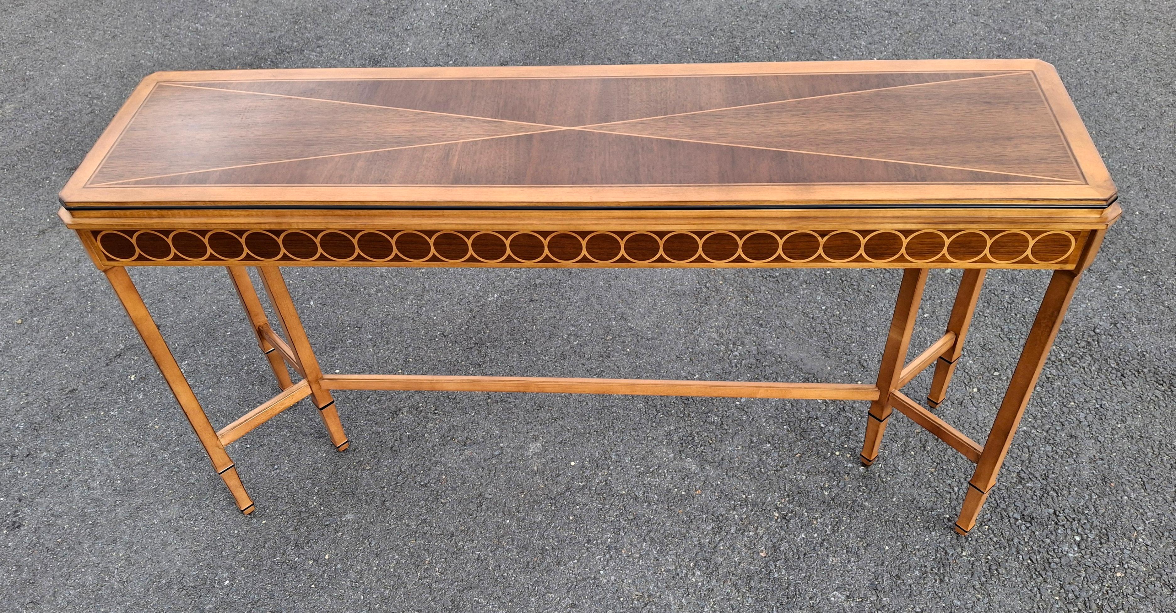 Century Compositions Collection Neoclassical Inlaid Mixed Wood Sofa Conso Table For Sale 9