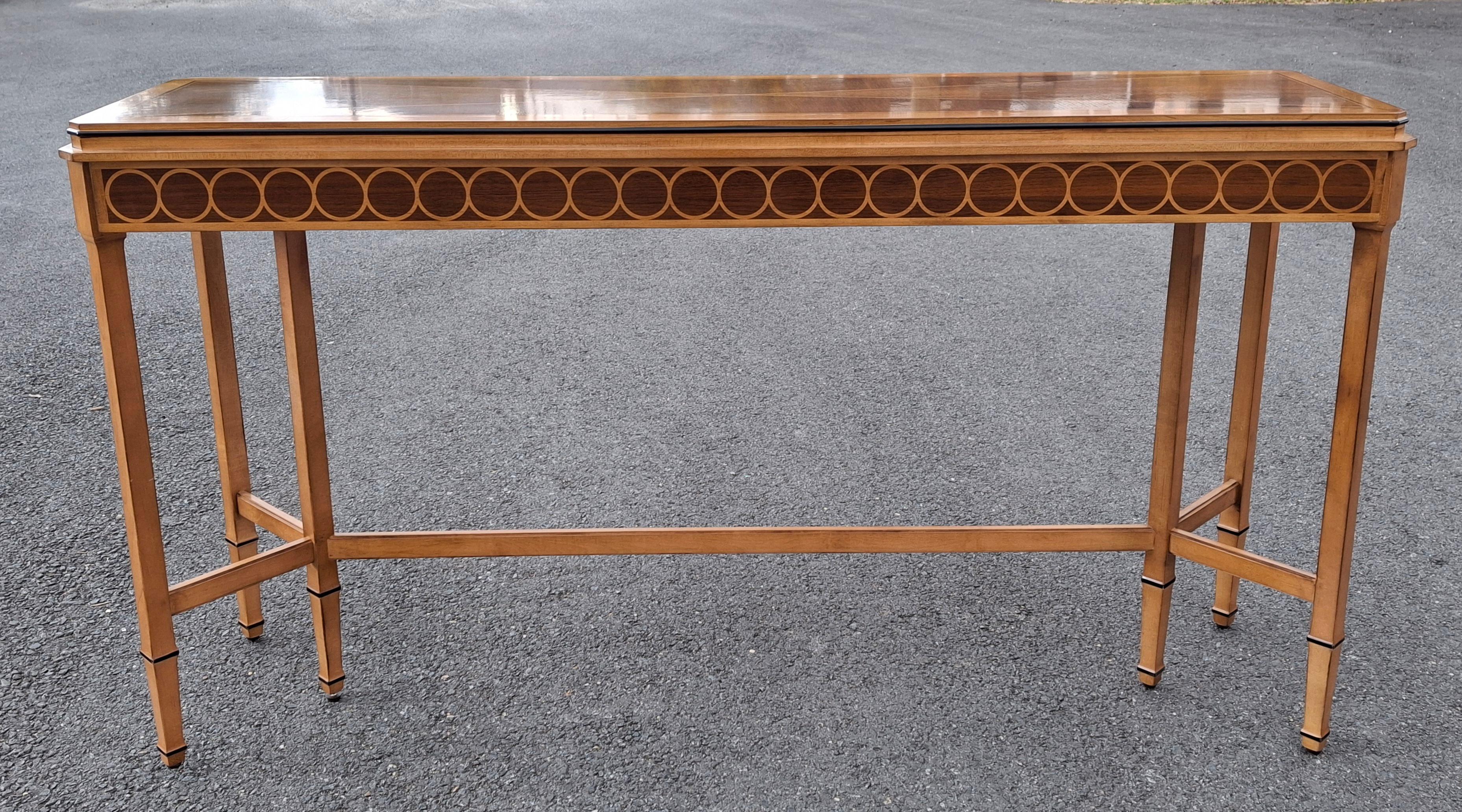 Century Compositions Collection Neoclassical Inlaid Mixed Wood Sofa Conso Table For Sale 10