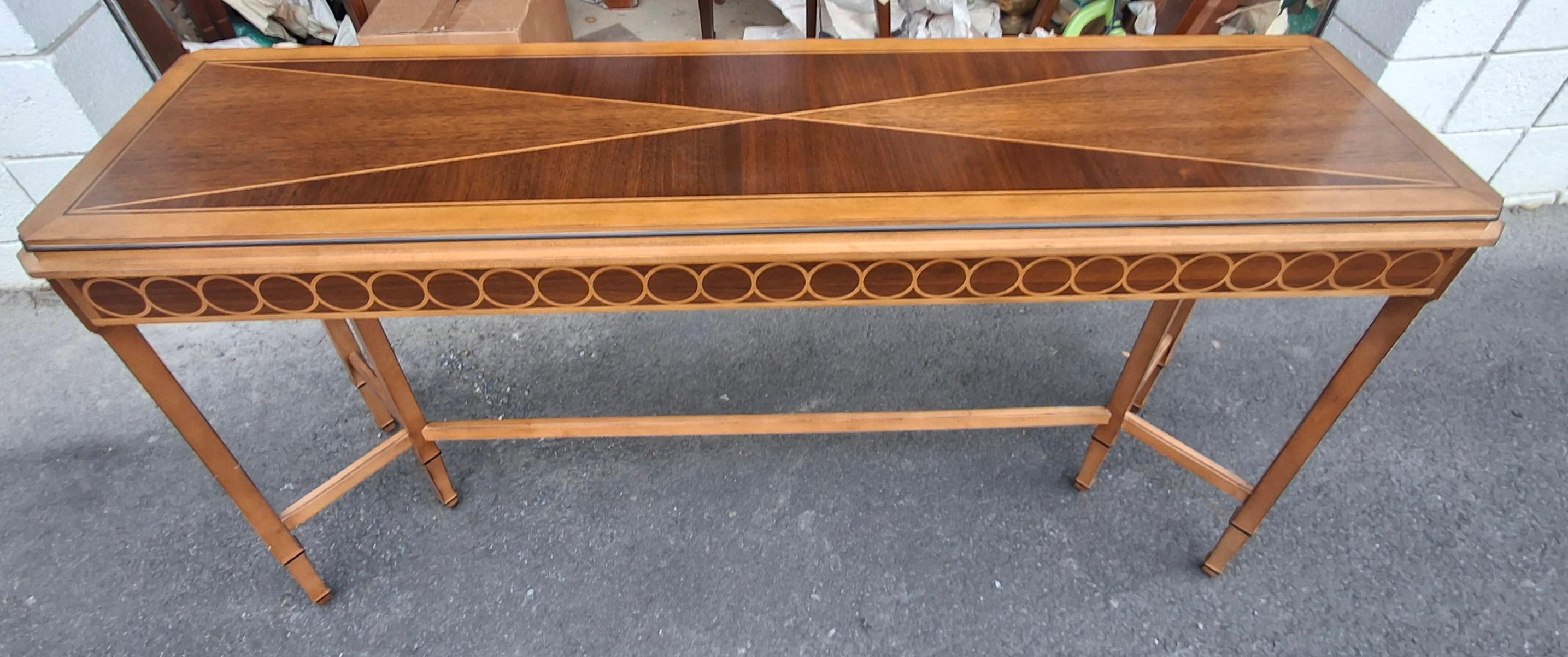 Stained Century Compositions Collection Neoclassical Inlaid Mixed Wood Sofa Conso Table For Sale