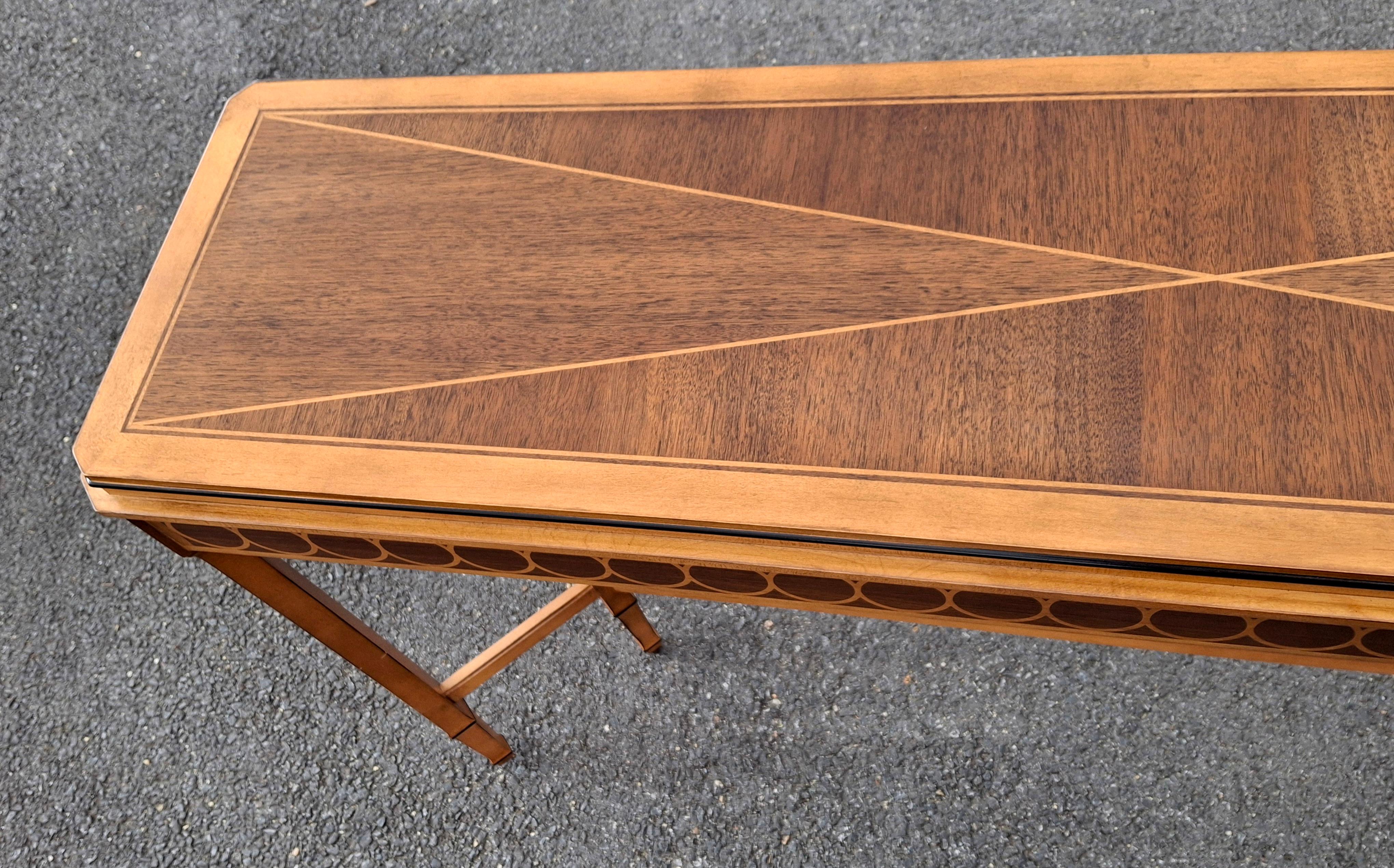 Century Compositions Collection Neoclassical Inlaid Mixed Wood Sofa Conso Table For Sale 2