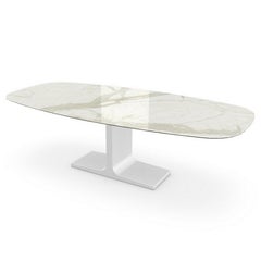 Century, Dining Table Calacatta Ceramic Top on Metal Base, Made in Italy