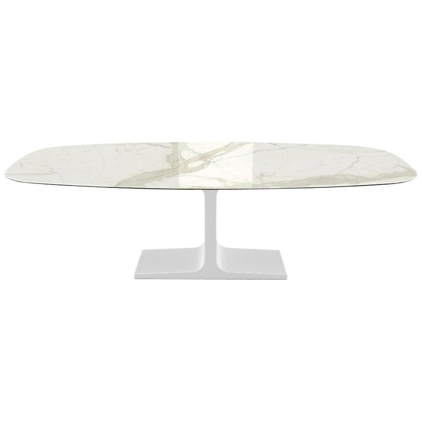 Century, Dining Table Calacatta Ceramic Top on Metal Base, Made in Italy