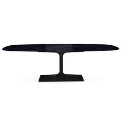 Century, Dining Table Black Marquina Ceramic Top on Metal Base, Made in Italy