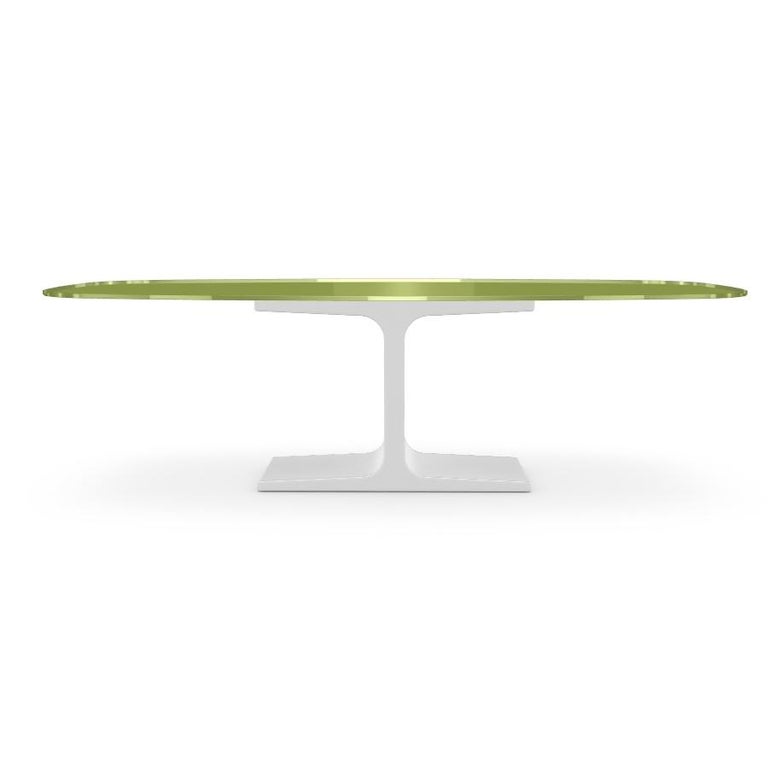 Modern Century, Dining Table Green Glass Top on Metal Base, Made in Italy For Sale