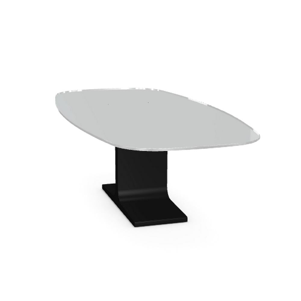 Modern Century, Dining Table Grey Glass Top on Metal Base, Made in Italy For Sale