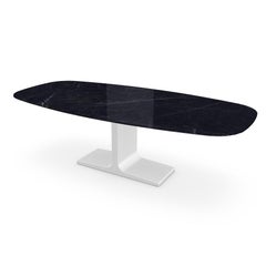 Century, Dining Table Marquina Ceramic Top on Metal Base, Made in Italy