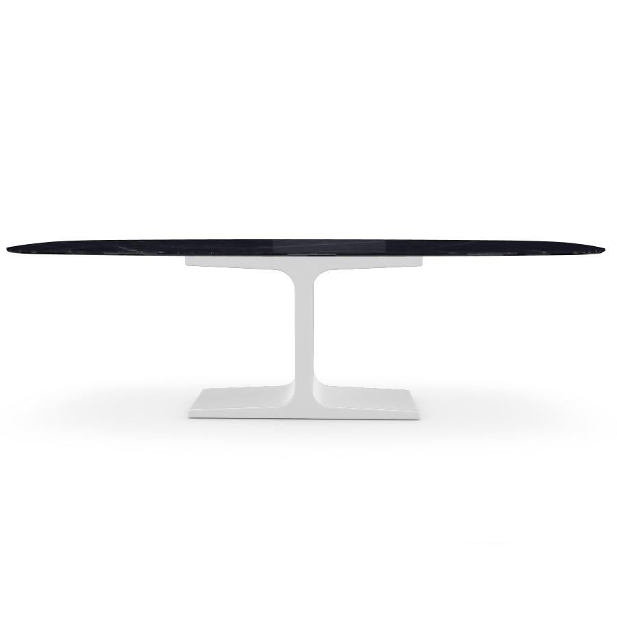Modern Century, Dining Table Marquina Ceramic Top on Metal Base, Made in Italy For Sale