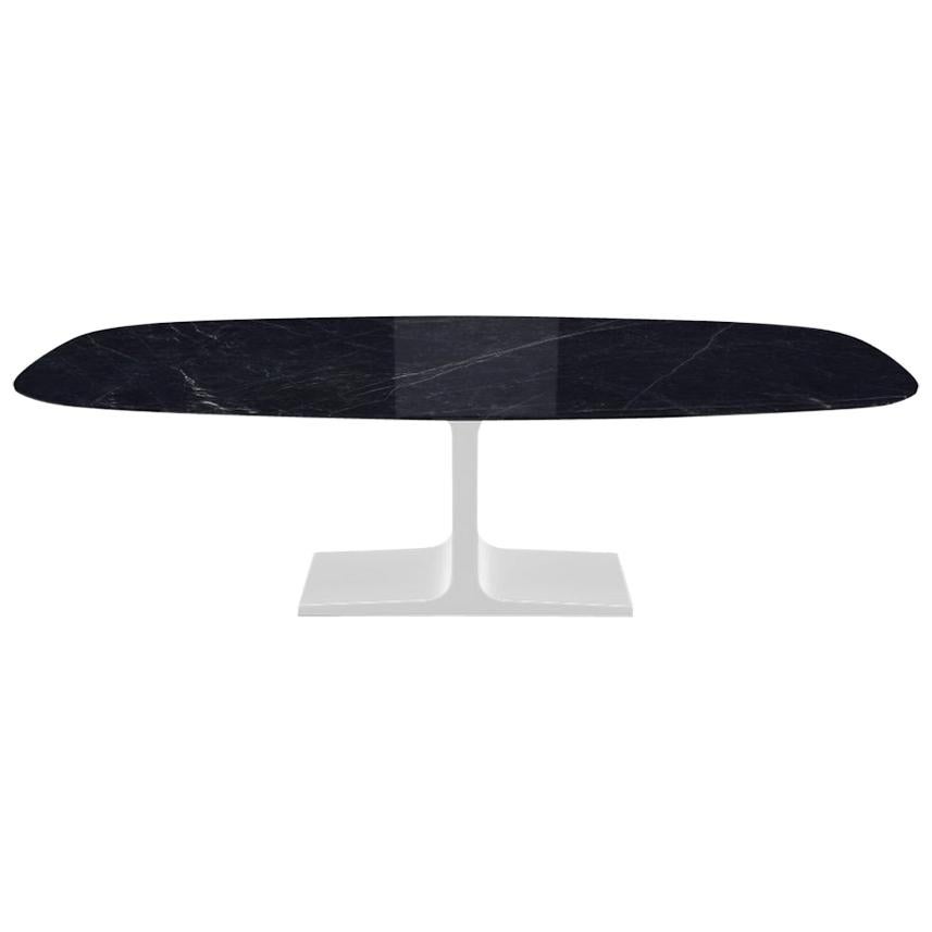 Century, Dining Table Marquina Ceramic Top on Metal Base, Made in Italy