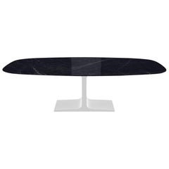 Century, Dining Table Marquina Ceramic Top on Metal Base, Made in Italy