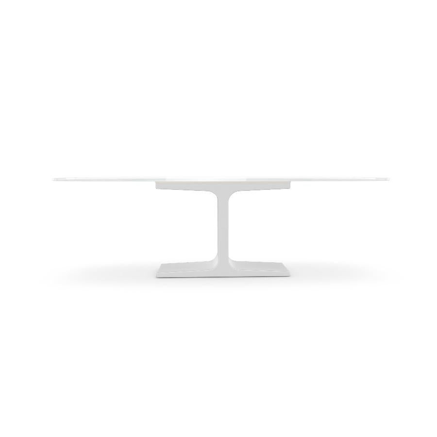 Modern Century, Dining Table White Glass Top on Metal Base, Made in Italy For Sale