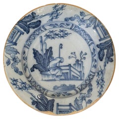 Assiette hollandaise du siècle en bleu et blanc de Delft