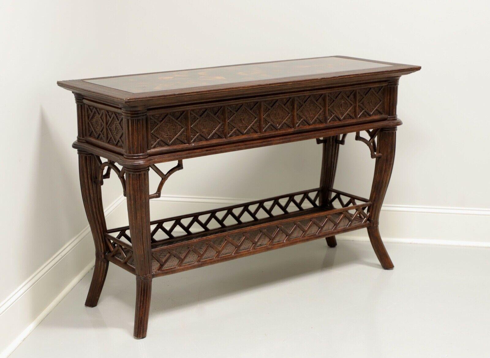 CENTURY Faux Bamboo Rattan and Mottled Composition Console Table 5