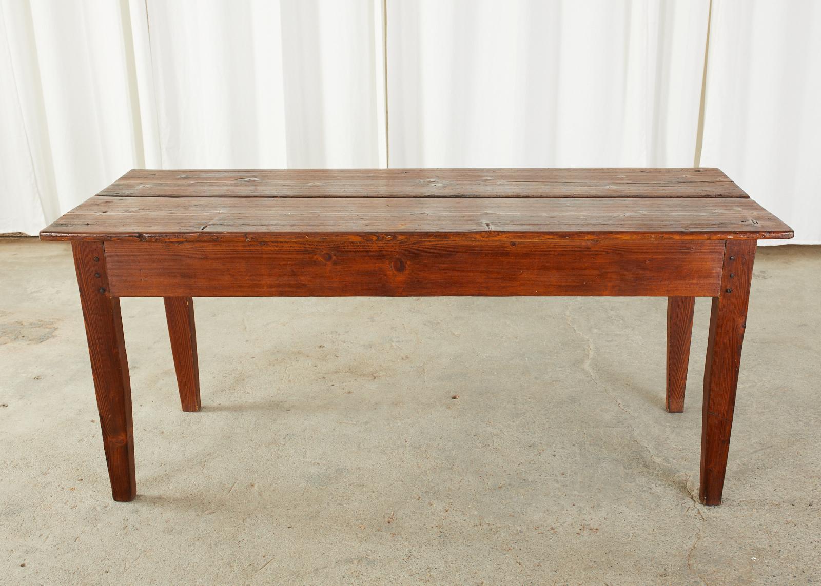 Hand-Crafted Country French Pine Farmhouse Dining Table or Console