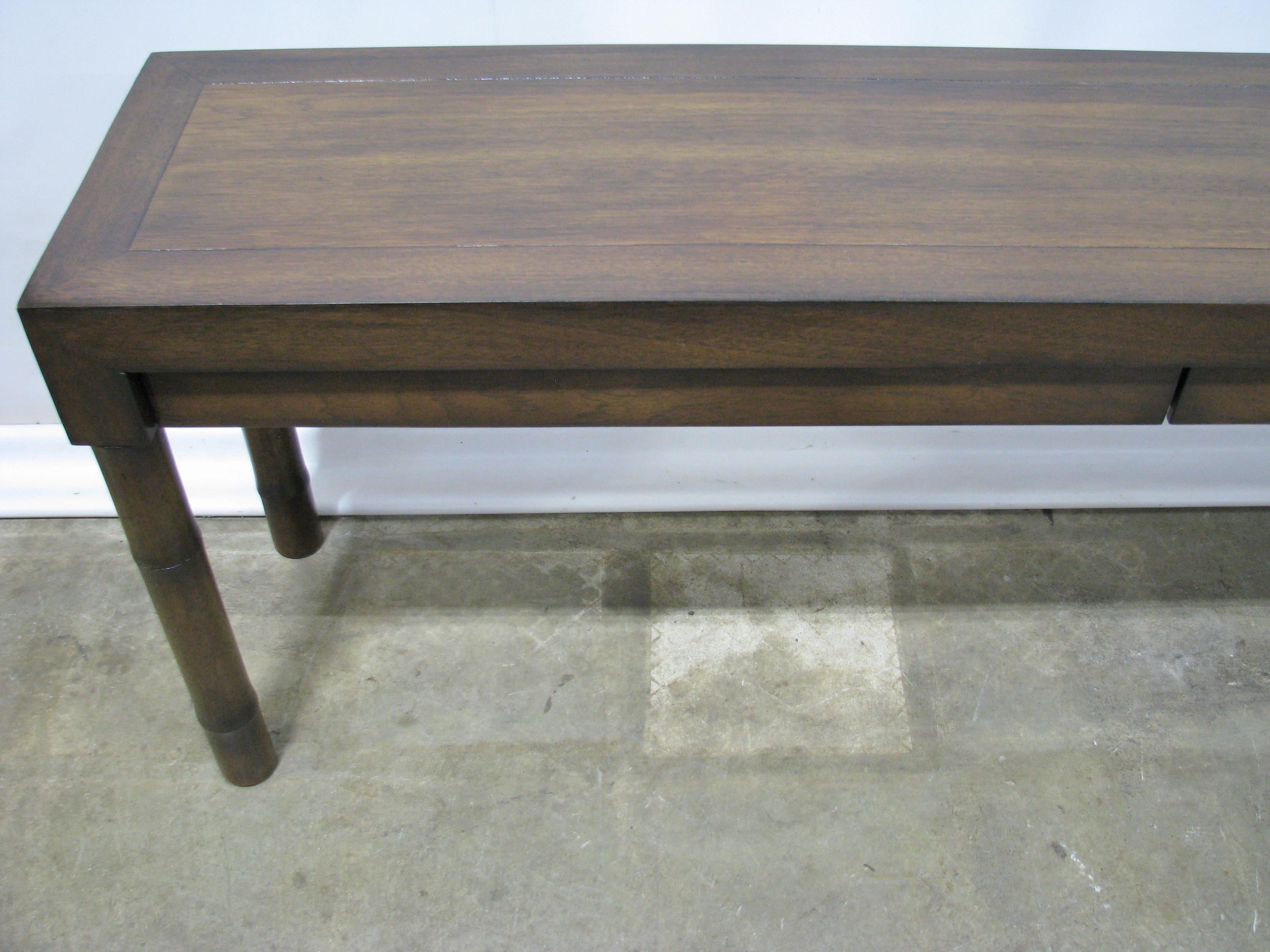 American Century Furniture 1970s Console / Sofa Table with Faux Bamboo Legs