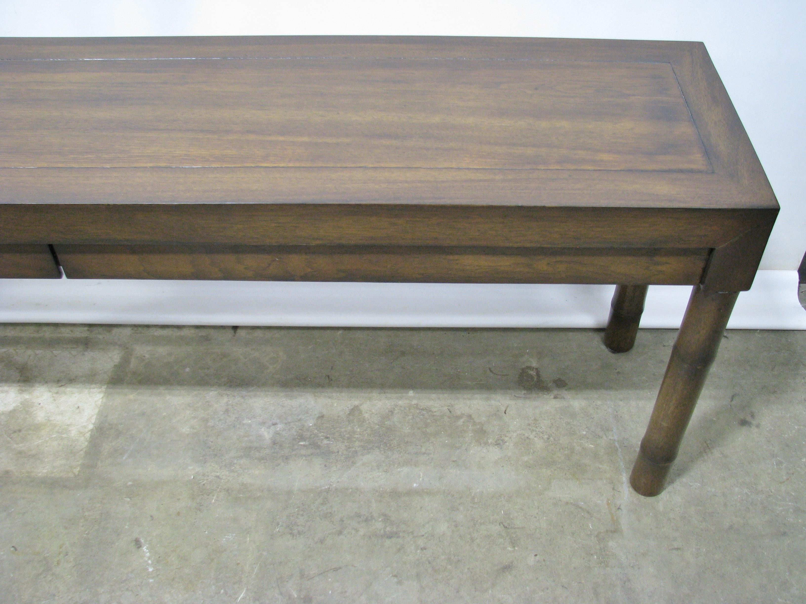 Late 20th Century Century Furniture 1970s Console / Sofa Table with Faux Bamboo Legs