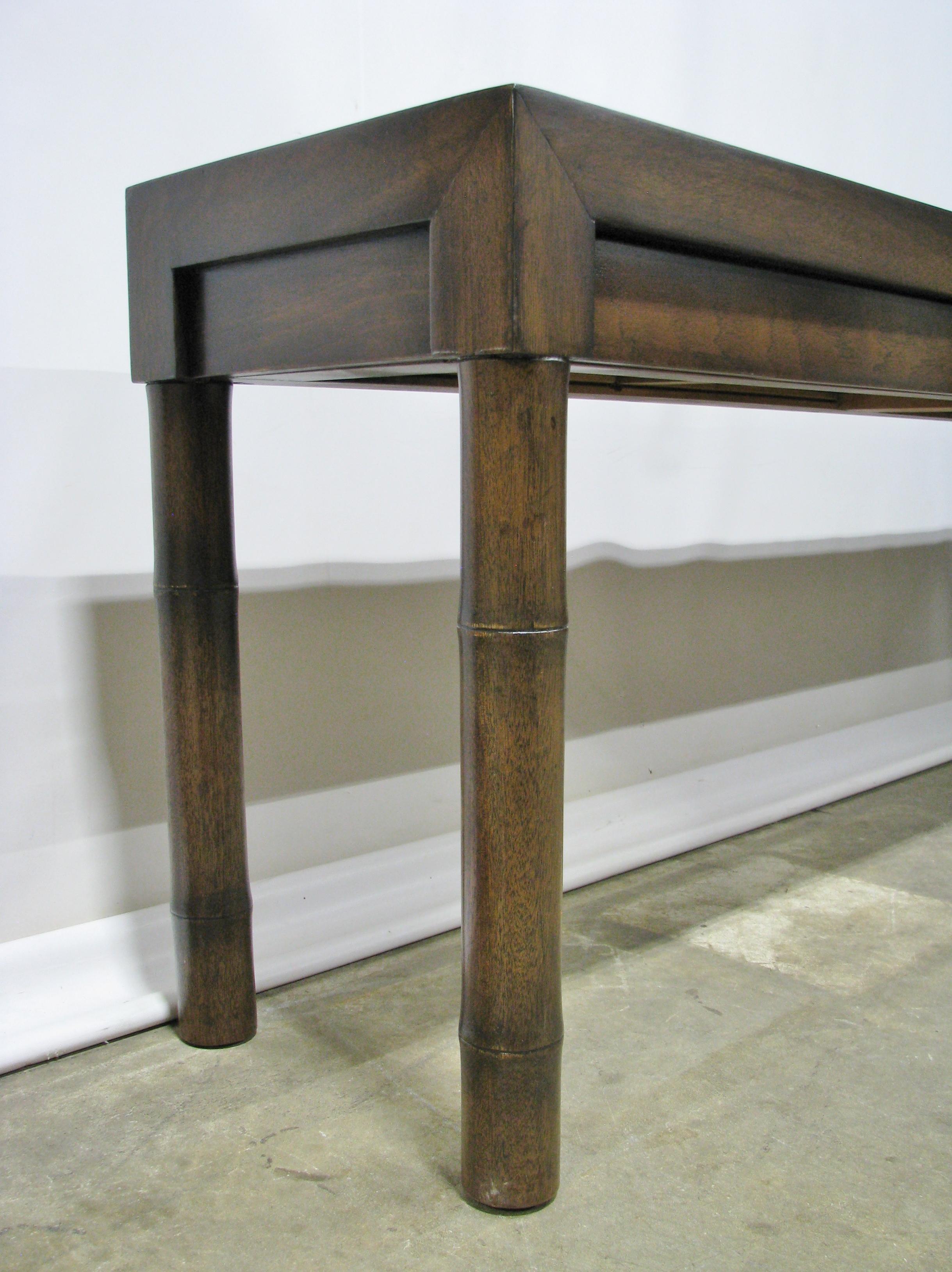 Mahogany Century Furniture 1970s Console / Sofa Table with Faux Bamboo Legs