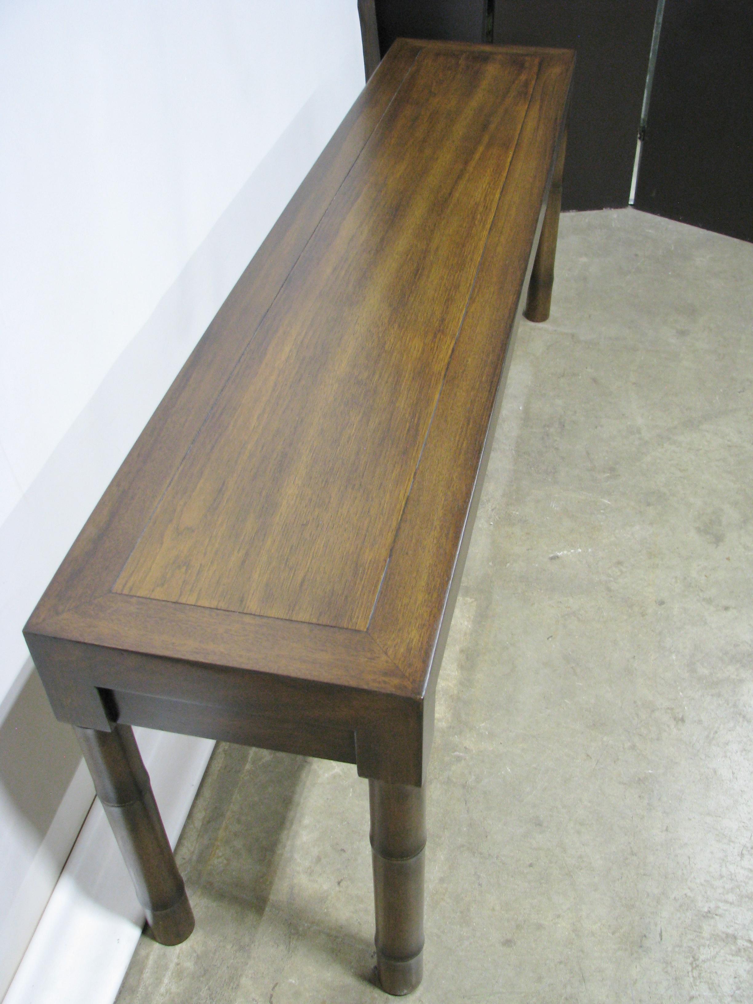 Century Furniture 1970s Console / Sofa Table with Faux Bamboo Legs 2