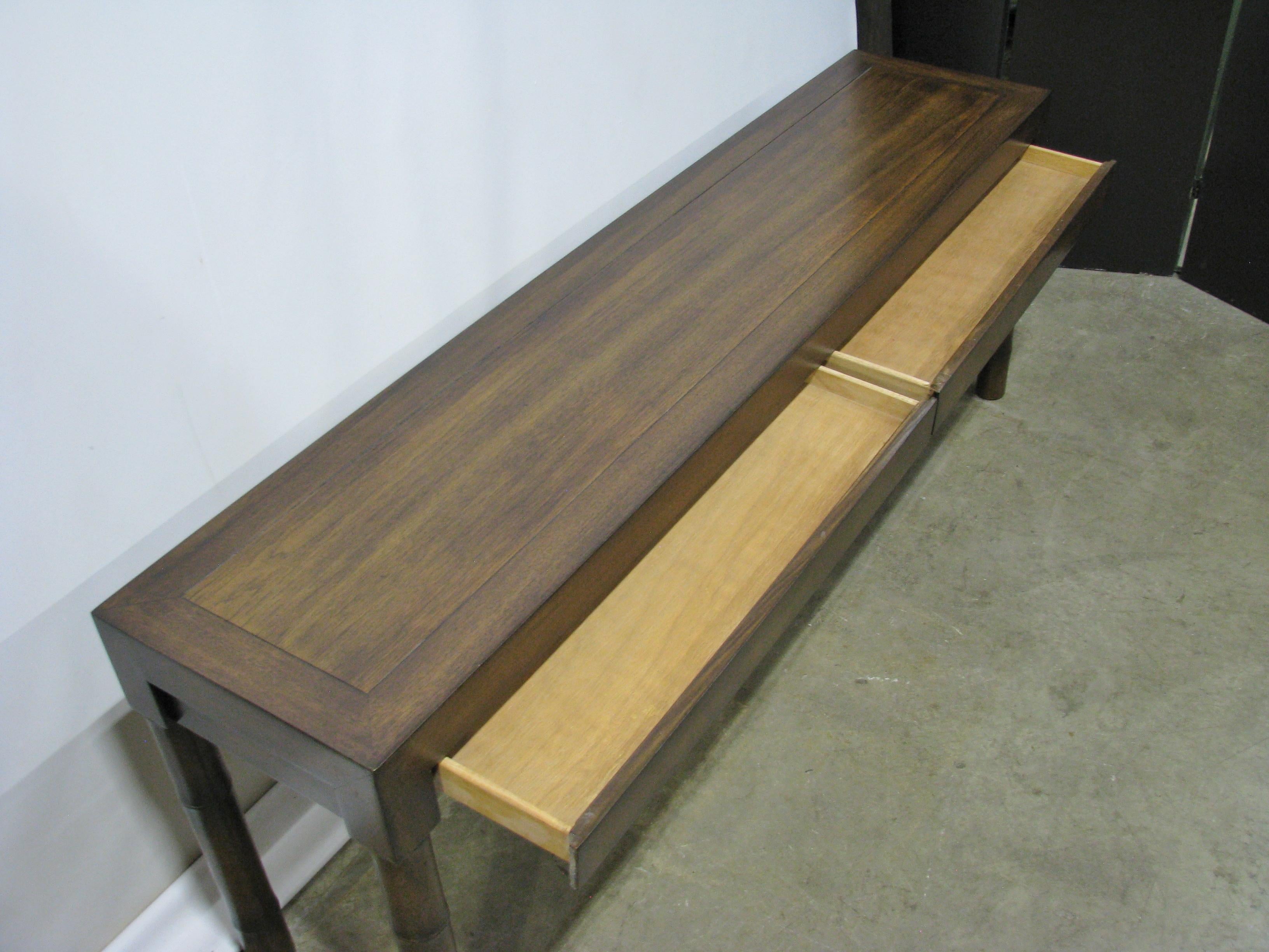 Century Furniture 1970s Console / Sofa Table with Faux Bamboo Legs 3