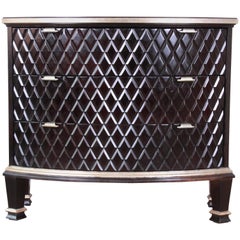 Century Furniture Art Deco Sculpted Diamond Black Lacquered Three-Drawer Chest