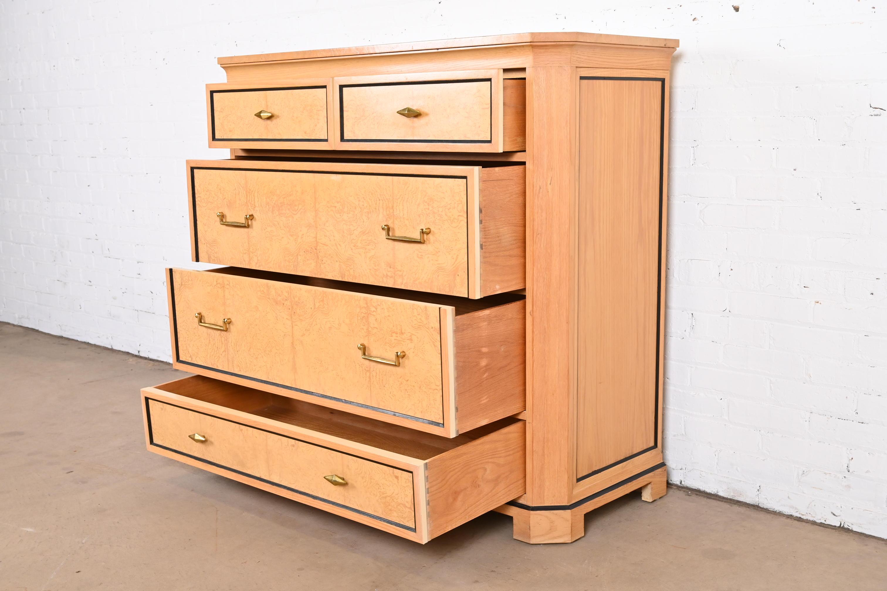Century Furniture Biedermeier Burl Wood and Parcel Ebonized Chest of Drawers 1