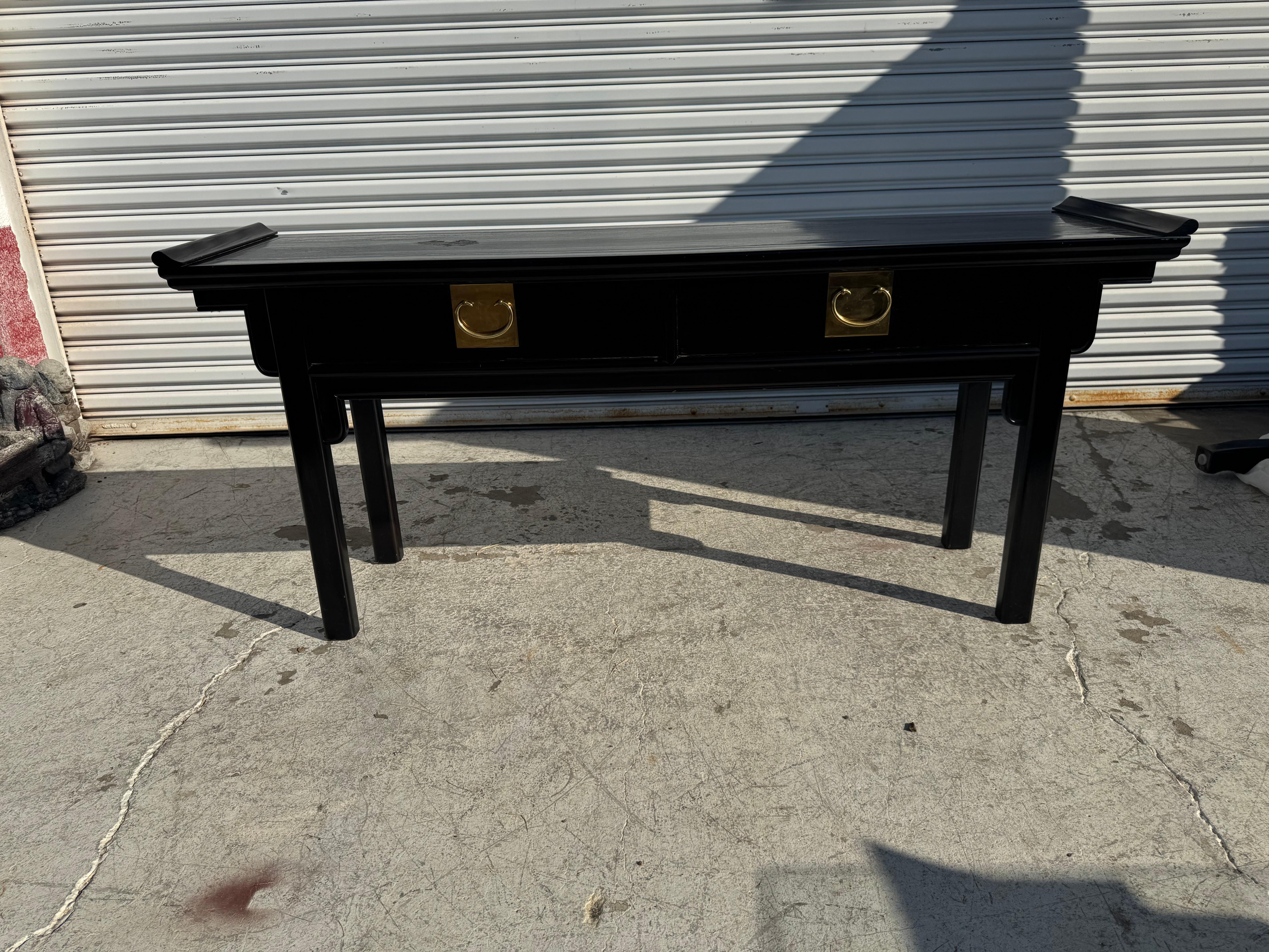 Century Furniture Black Lacquer and Brass Ming Style Console For Sale 1