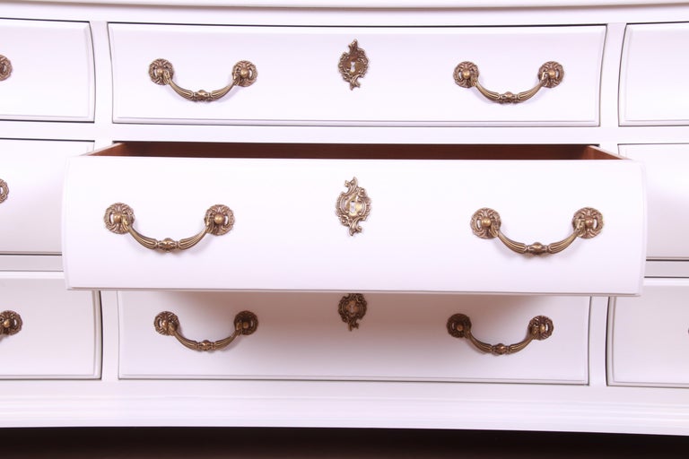 Century Furniture Bombay Form White Lacquered Triple Dresser, Newly Refinished 4