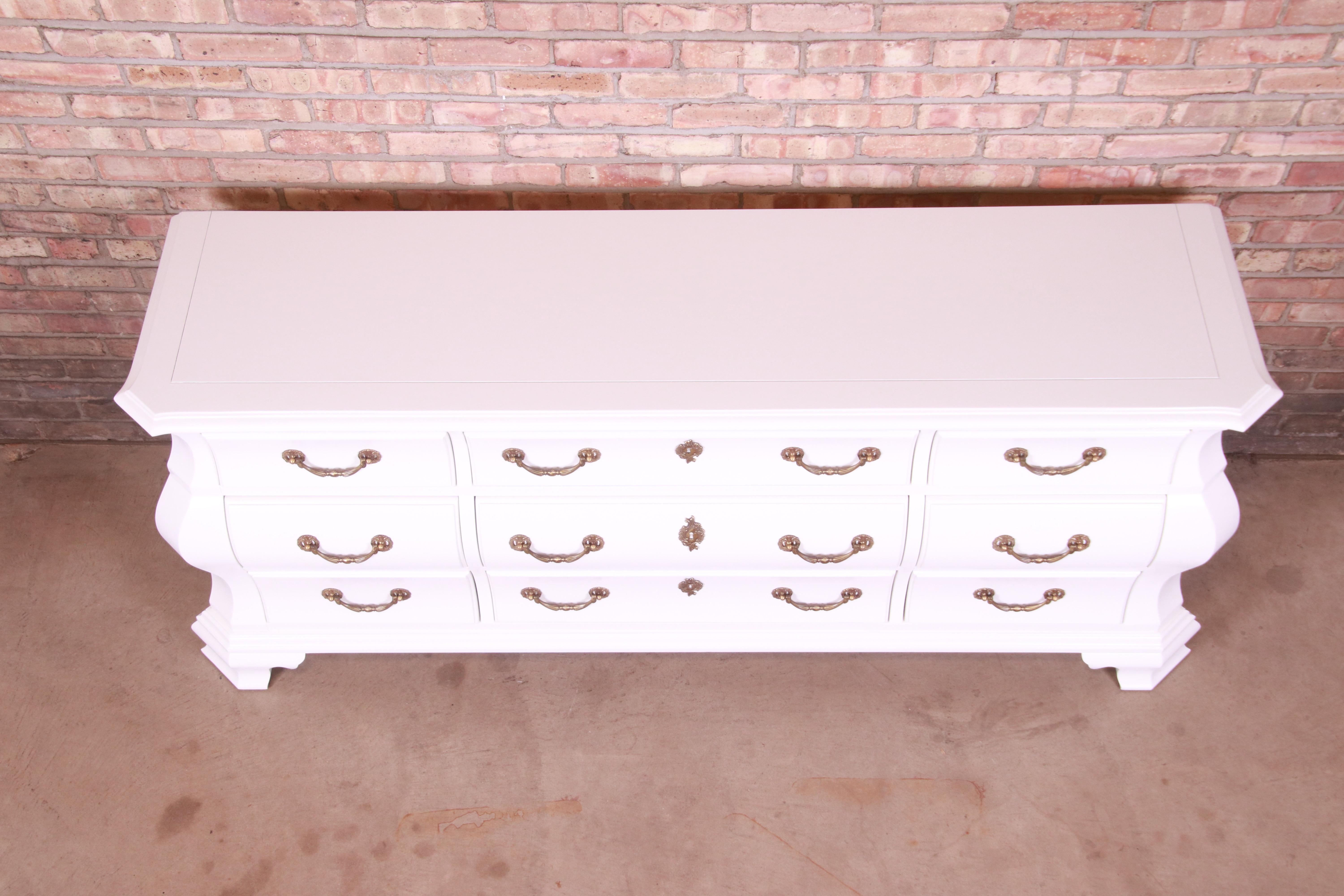 Century Furniture Bombay Form White Lacquered Triple Dresser, Newly Refinished 6