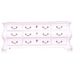 Century Furniture Bombay Form White Lacquered Triple Dresser, Newly Refinished