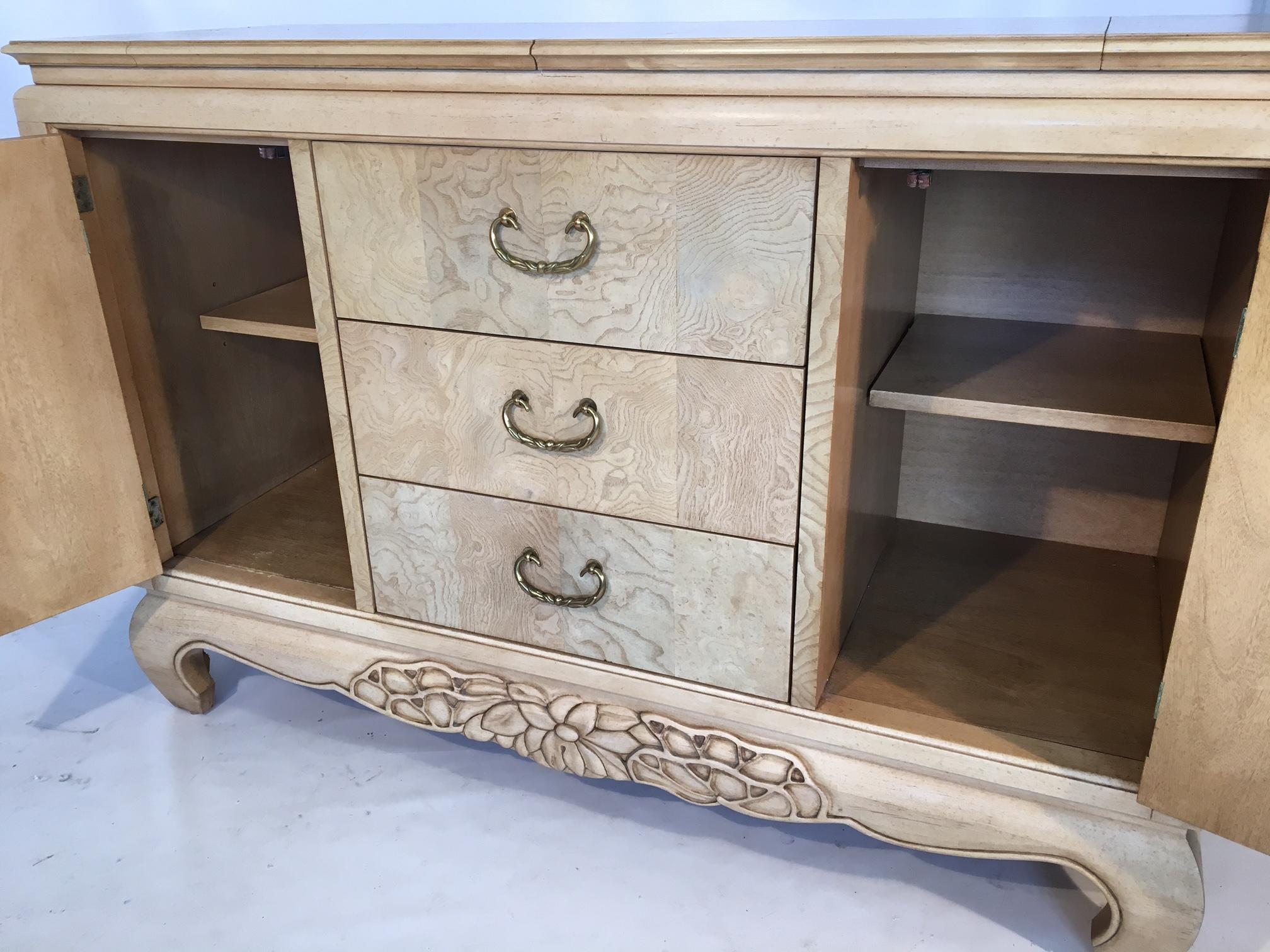 Hollywood Regency Century Furniture Burl Wood Asian Chinoiserie Server