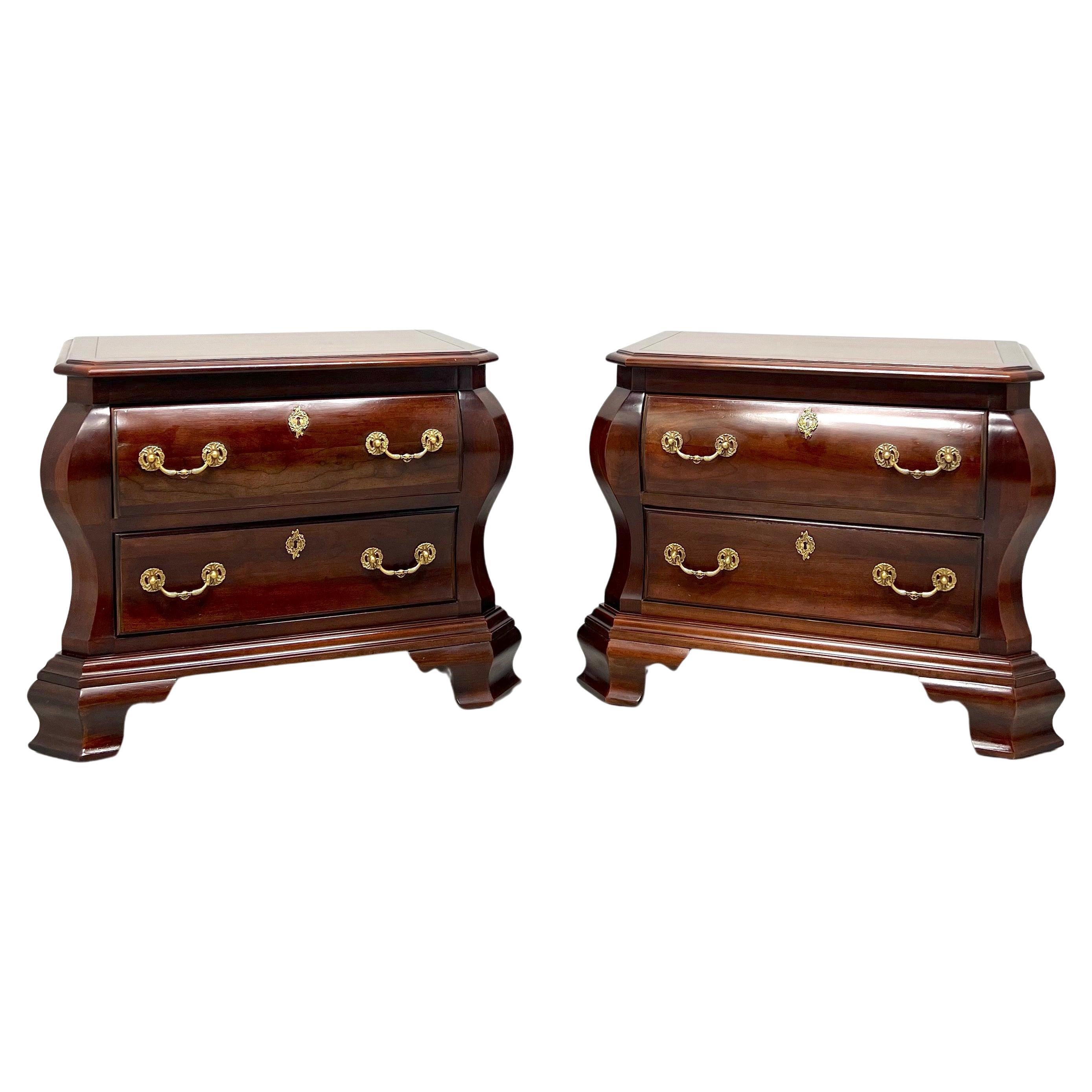 CENTURY Cardella Collection Cherry Italian Bombe Two-Drawer Nightstands - Pair