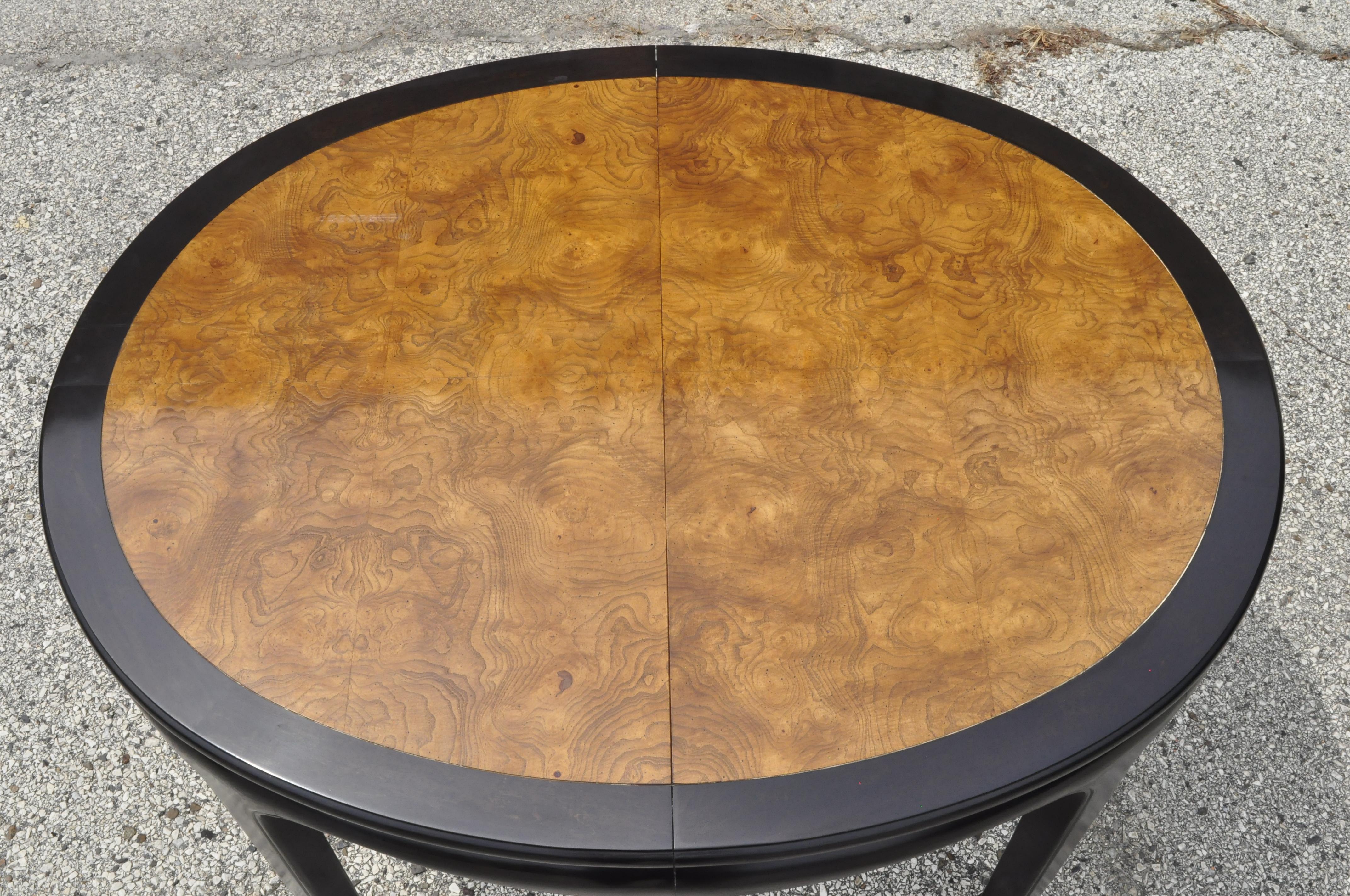 Chippendale chinois Century Furniture Chin Hua Burl Wood Black Lacquer Small Oval Dining Room Table