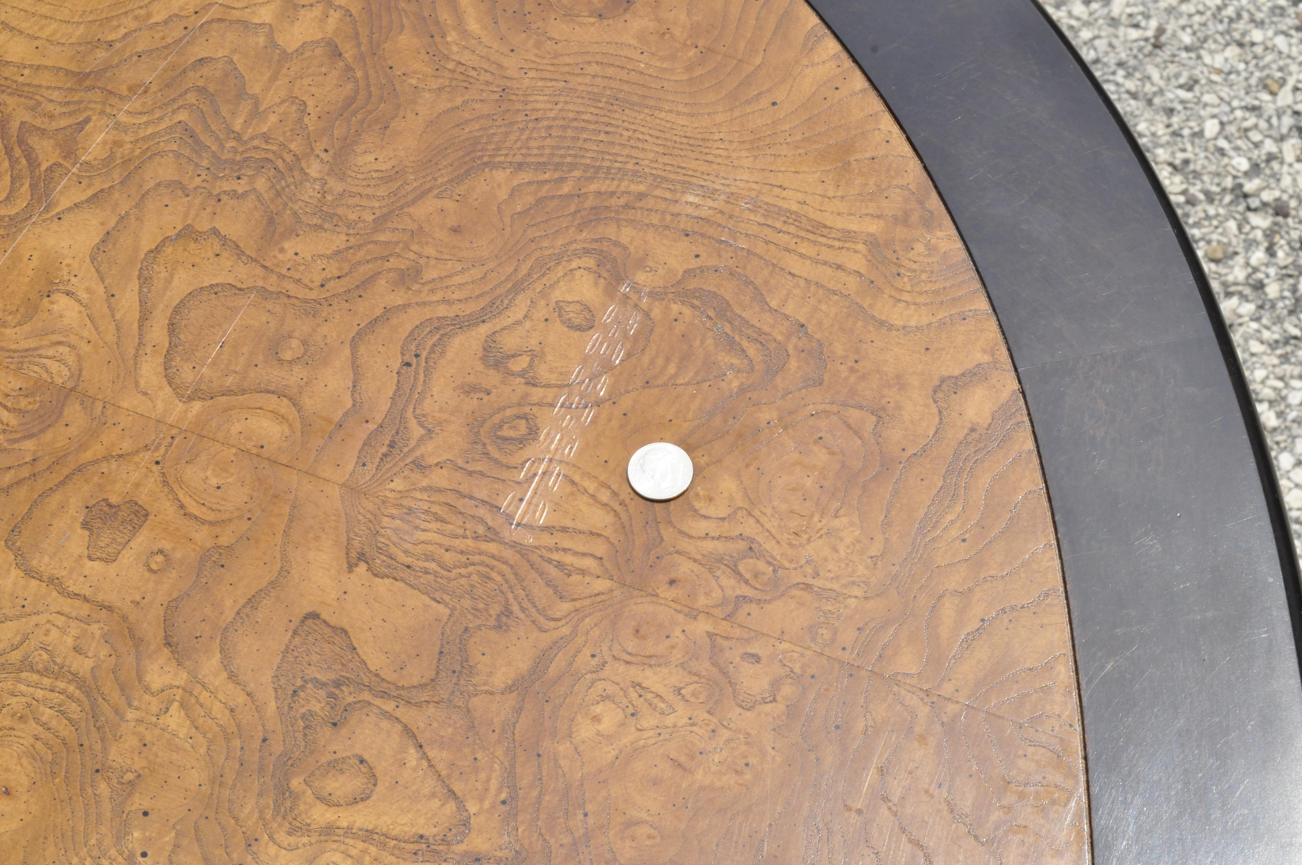 20ième siècle Century Furniture Chin Hua Burl Wood Black Lacquer Small Oval Dining Room Table