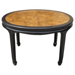 Vintage Century Furniture Chin Hua Burl Wood Black Lacquer Small Oval Dining Room Table