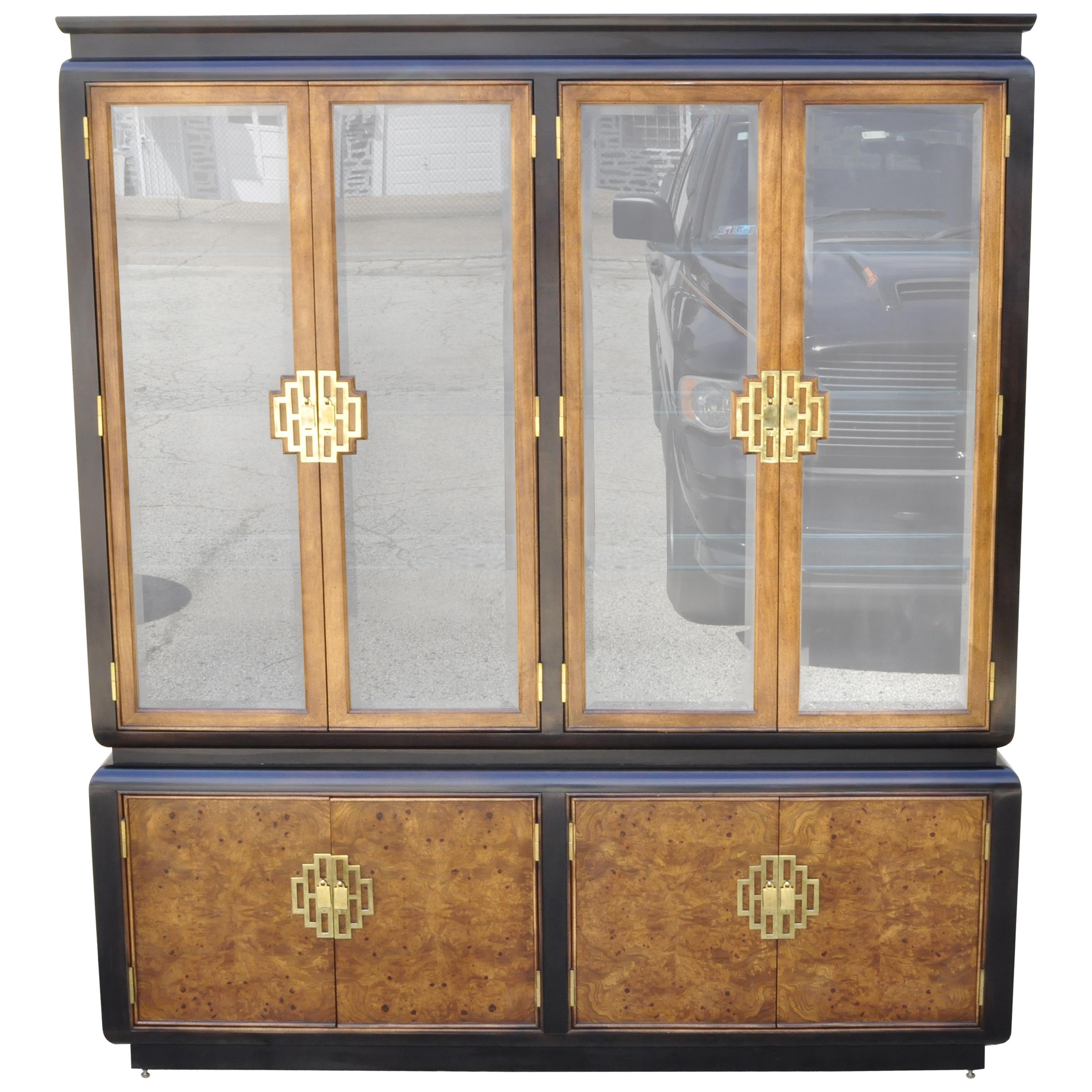 Century Furniture Chin Hua Burl Wood Oriental China Display Cabinet Hutch