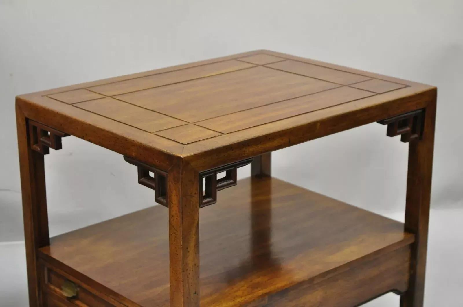 Century Furniture Chinoiserie Fretwork Wooden Side Lamp End Tables - a Pair For Sale 3