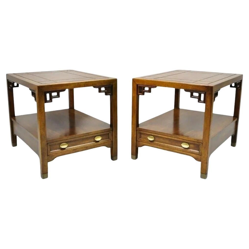 Century Furniture Chinoiserie Laubsägearbeiten Holz Seite Lampe End Tables - ein Paar