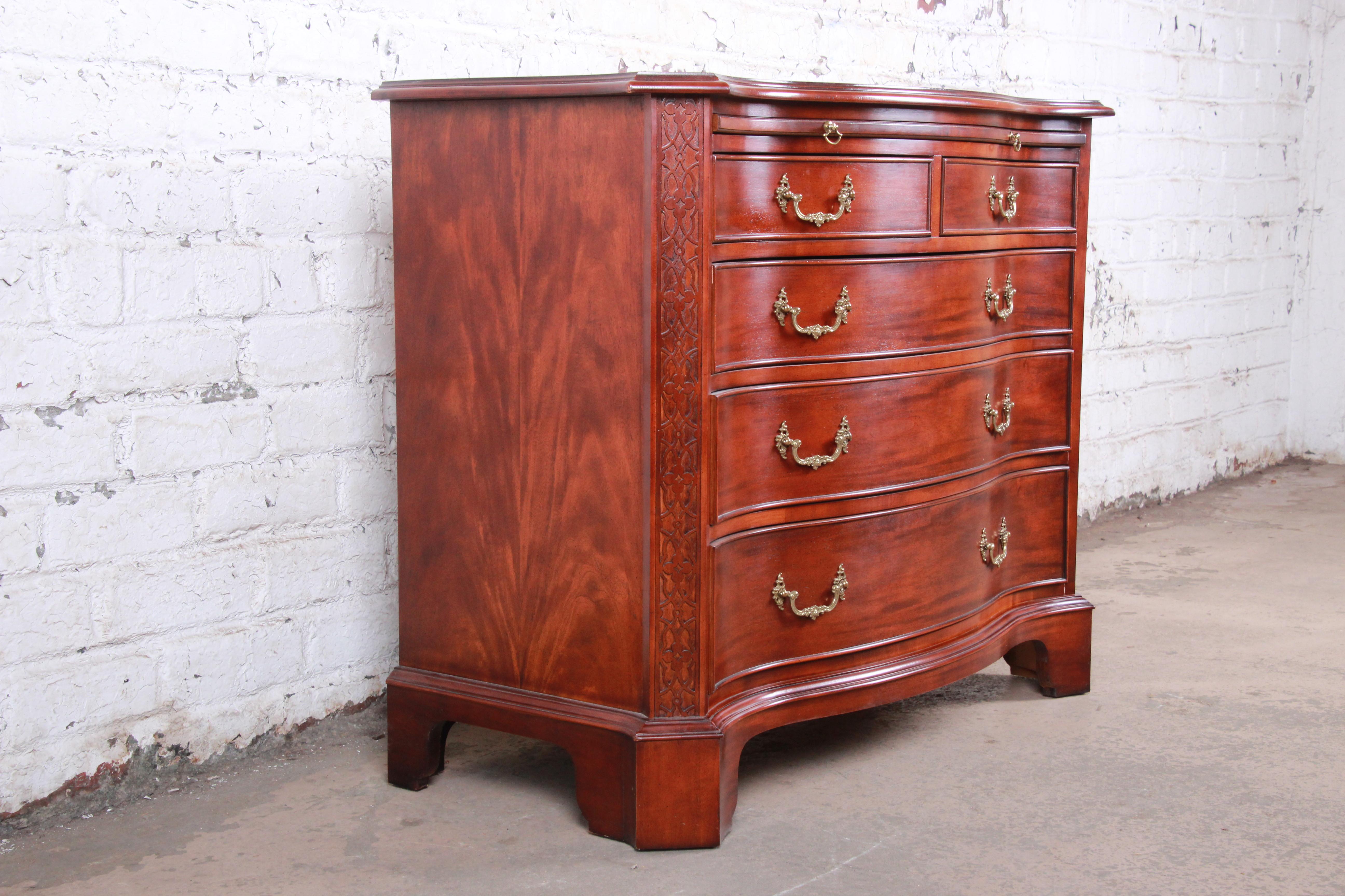 American Century Furniture Chippendale Mahogany Bow Front Chest of Drawers or Commode
