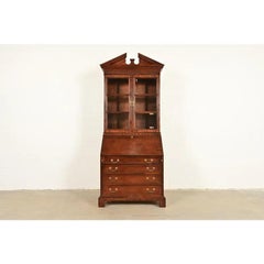 Century Furniture Chippendale Mahogany Secretary Desk Lighted Bookcase Hutch