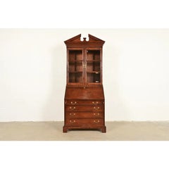 Century Furniture Chippendale Mahogany Secretary Desk Lighted Bookcase Hutch
