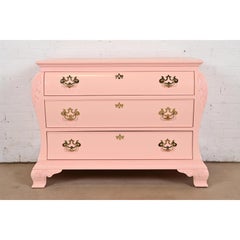 Century Furniture Chippendale Pink Lacquered Chest of Drawers or Commode