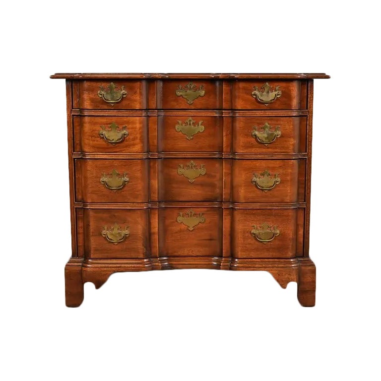 Century Furniture Chippendale Solid Mahogany Block Front Chest of Drawers For Sale