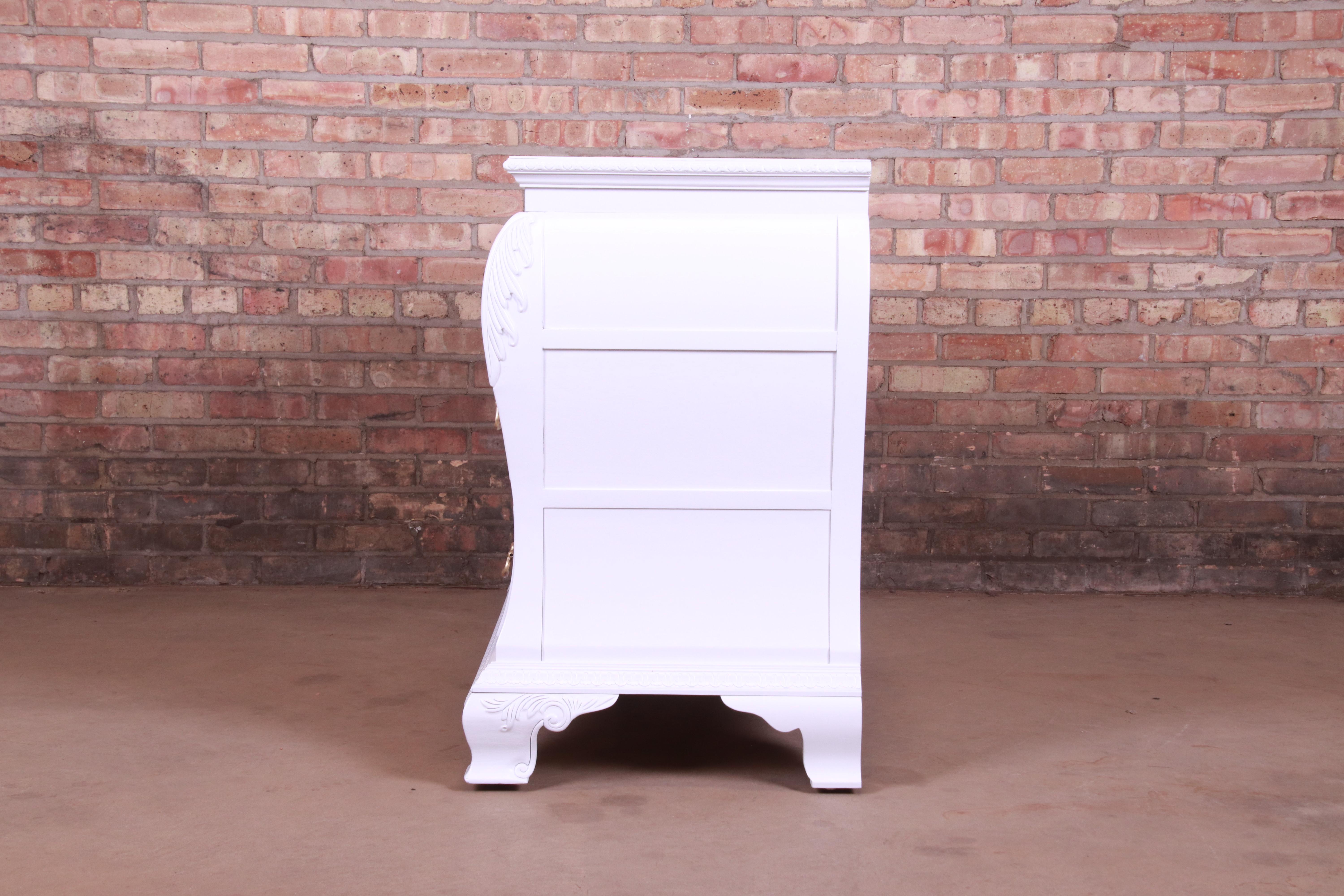 Century Furniture Chippendale White Lacquered Chest of Drawers, Newly Refinished For Sale 3