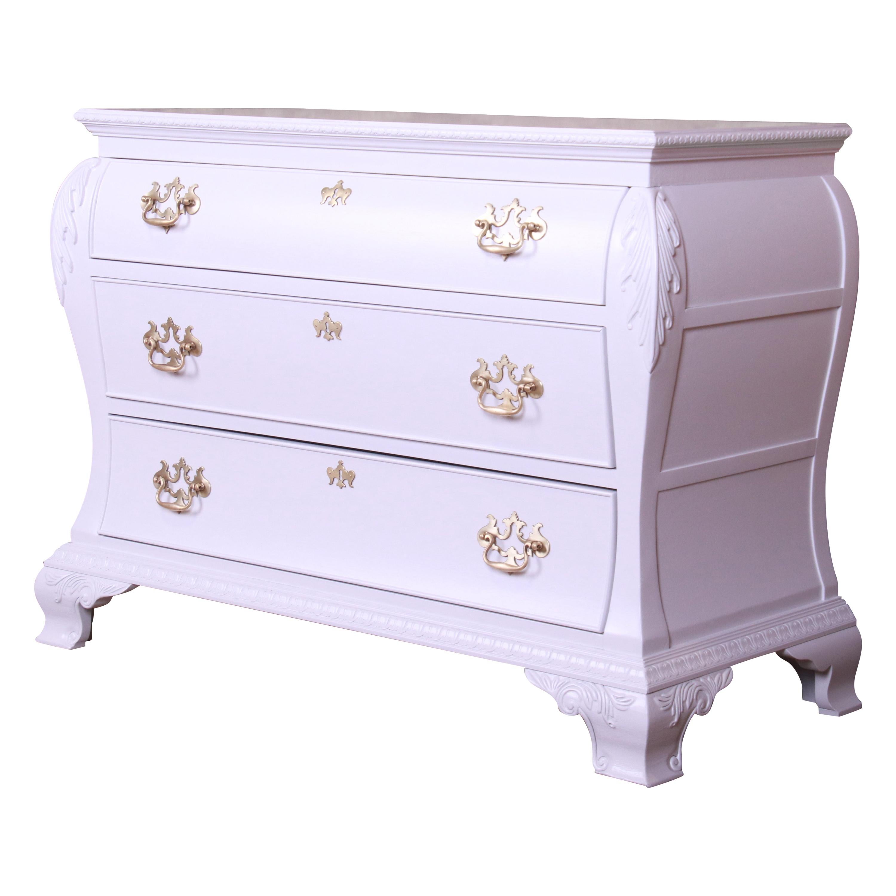 Century Furniture Chippendale White Lacquered Chest of Drawers, Newly Refinished For Sale
