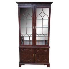 Century Furniture Claridge Crotch Mahogany China Curio Cabinet Display Case 82"